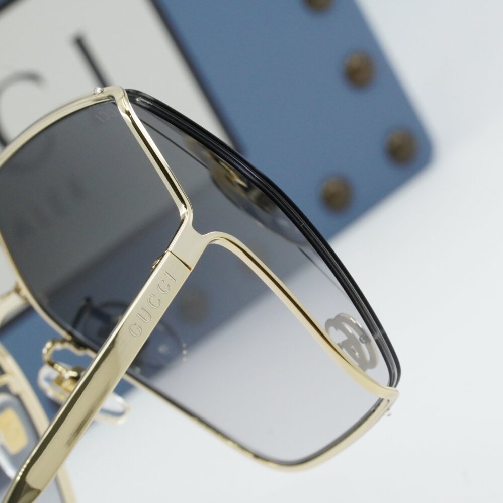 Gucci GG0817S 006 Geometric Sunglasses - Gold\Grey - Picture 8 of 10